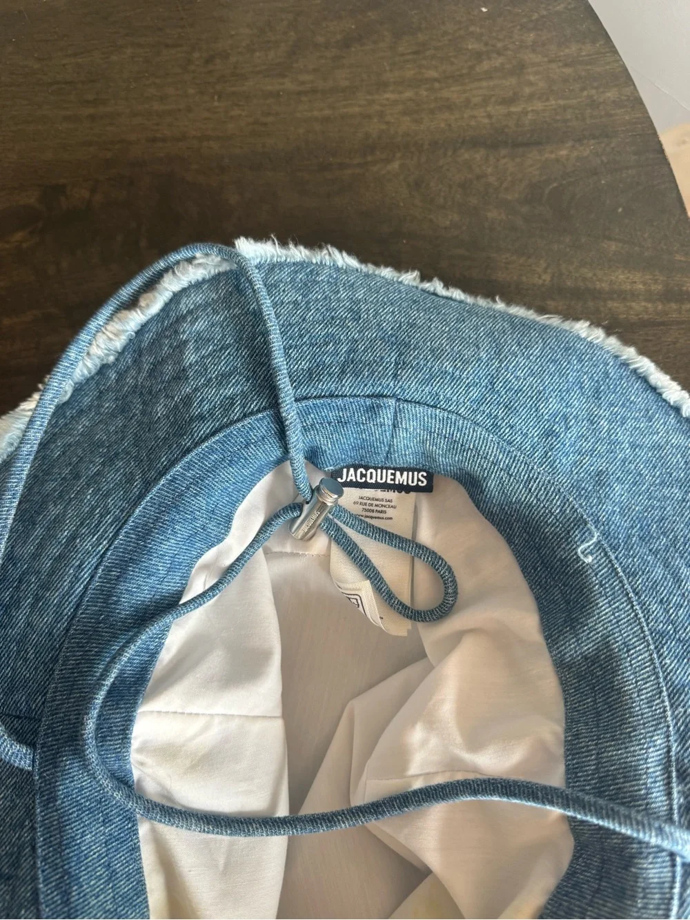 Jacquemus Light Blue Denim Bucket Hat with Silver Logo
